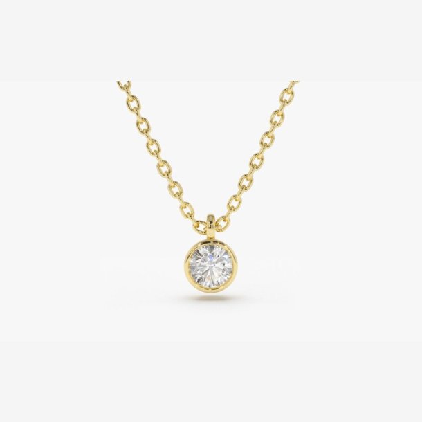 Solitaire Bezel Diamant Halskde | 14K Guld