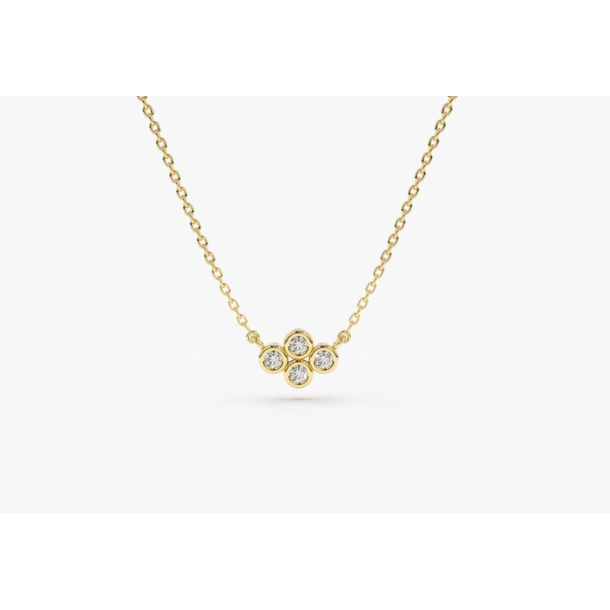 Cluster Bezel Diamant Halskde | 14K Guld